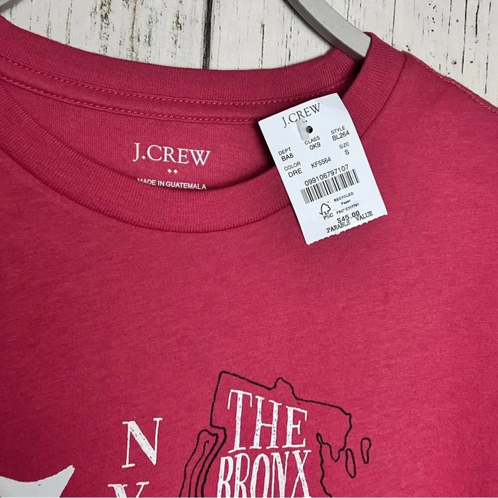 J.Crew Short Sleeve Crewneck Graphic Map of New York Boroughs Sz S NWT